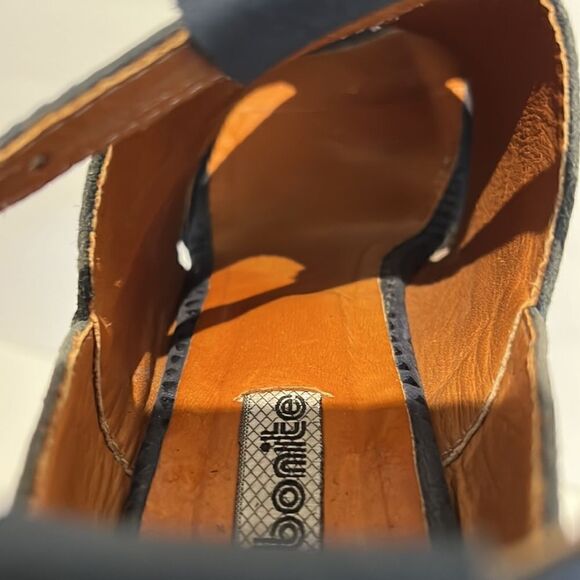 Bon-Bonite Blue Leather Peep Toe Heeled Platform Sandals Size 39. US 9 - Picture 15 of 15